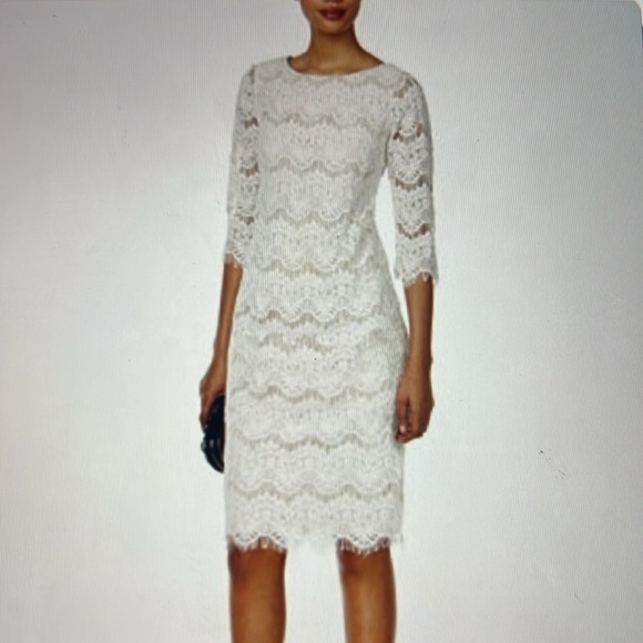 NWT Jessica Howard Lace Overlay Cream Dress Size 16 - Picture 1 of 9